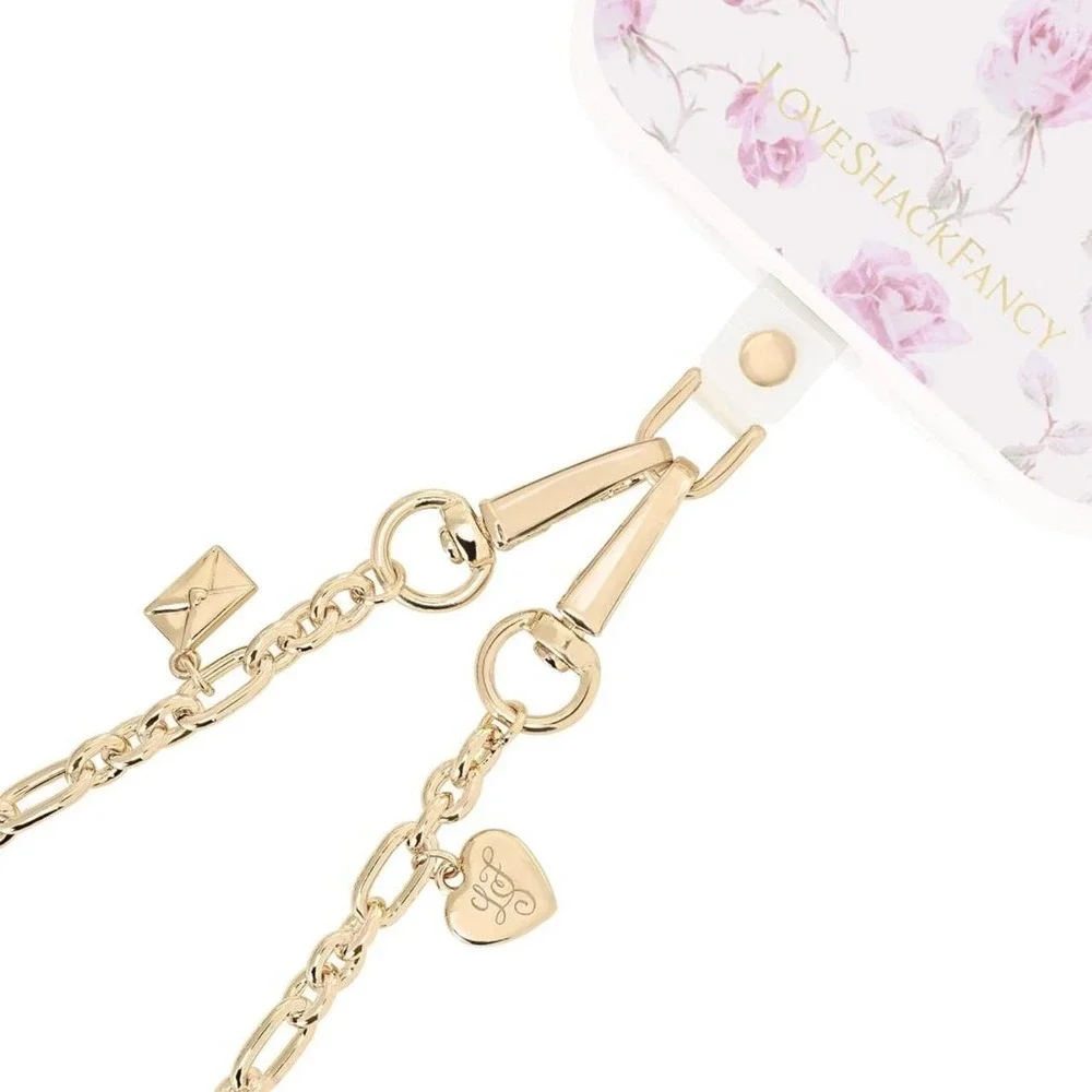 Loveshackfancy x case mate gold phone charm with heart and bow charms